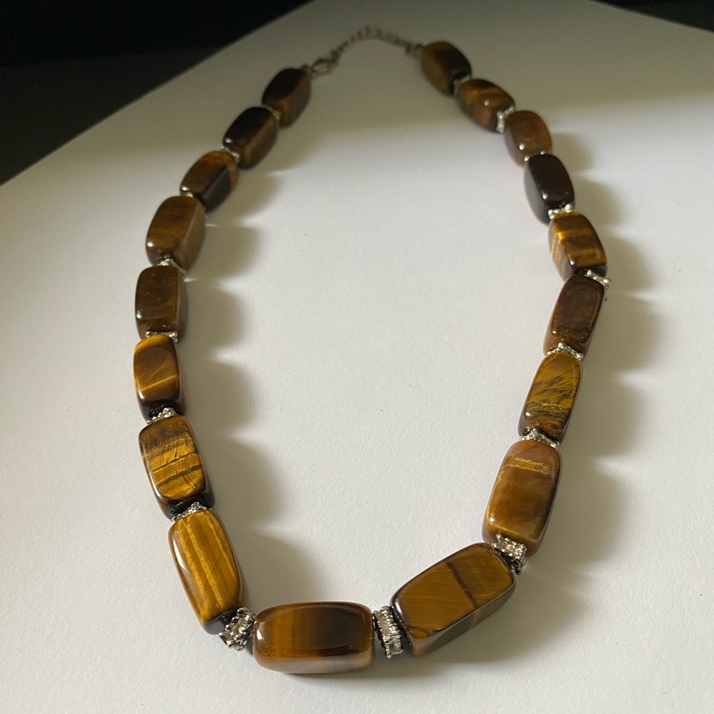 Tiger Eye Semiprecious Gemstone Beaded Necklace